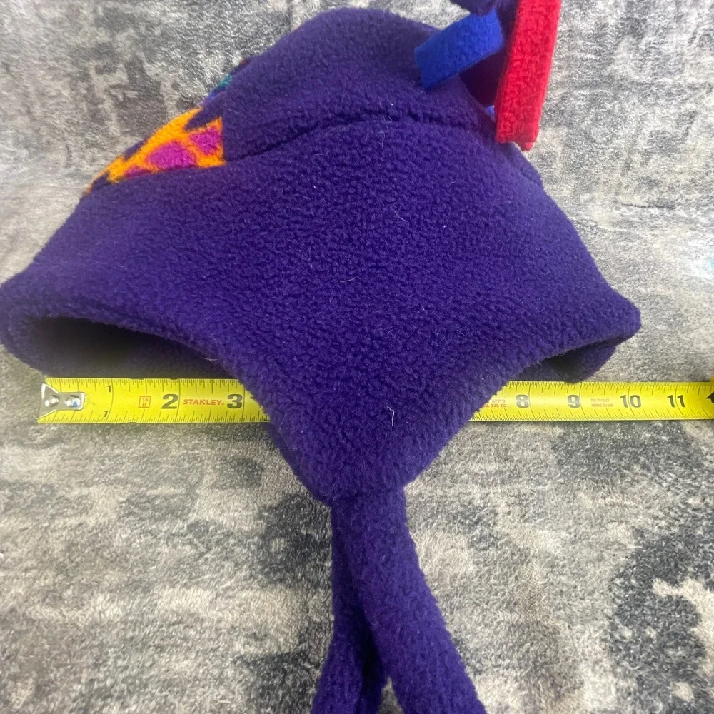 Vtg Molehill Mt. Equipment Junior Fleece Ear Flap Hat 1994 Lizard Purple USA